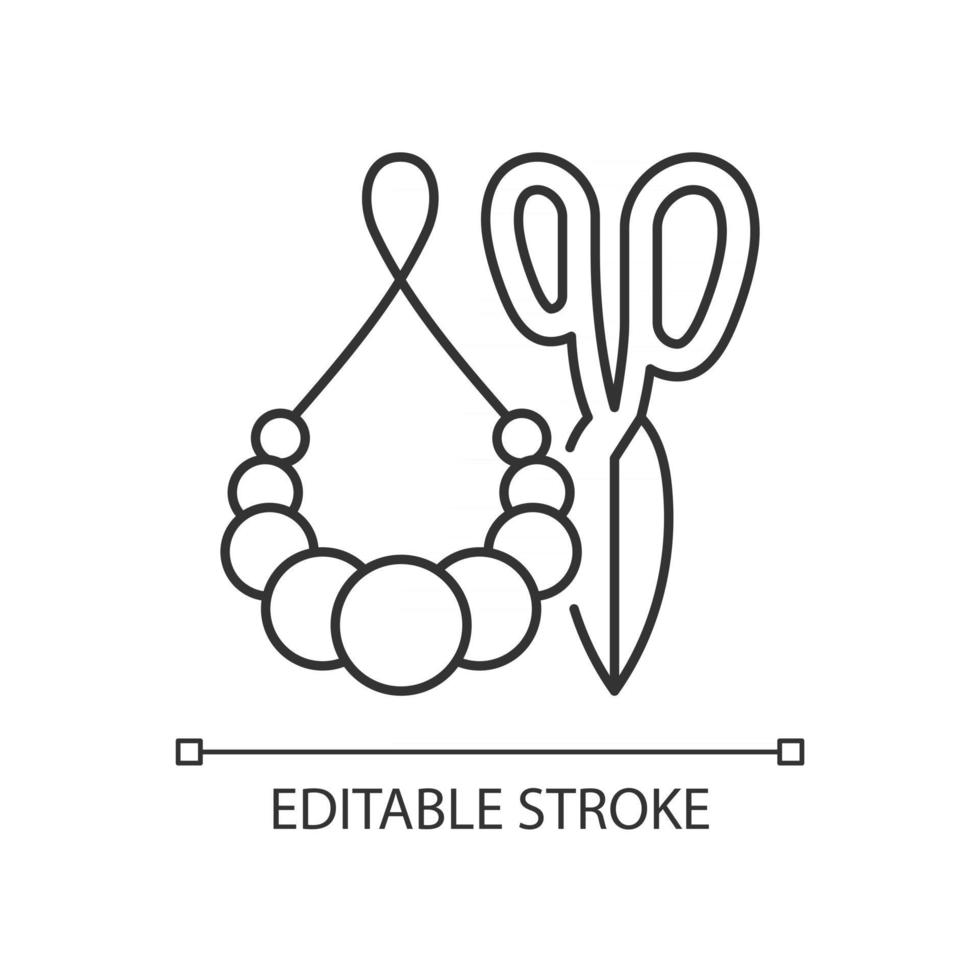 handgjorda pom pom smycken linjär ikon. bohemiska dekorativa bitar. pompom dingla örhängen. tunn linje anpassningsbar illustration. kontursymbol. vektor isolerade konturteckning. redigerbar stroke