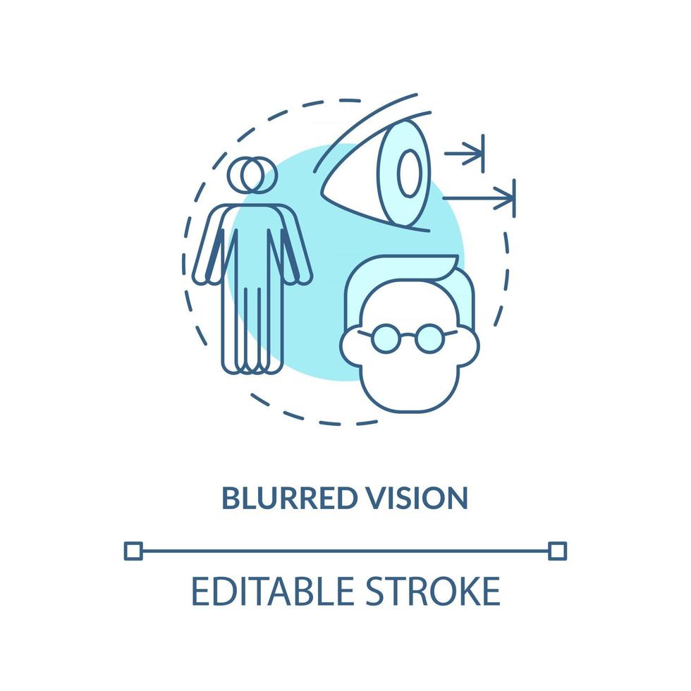 suddig syn koncept ikon. problem med ögonen. medicinsk hjälp. bota visionära frågor. ser dåligt abstrakt idé tunn linje illustration. vektor isolerad kontur färg ritning. redigerbar stroke