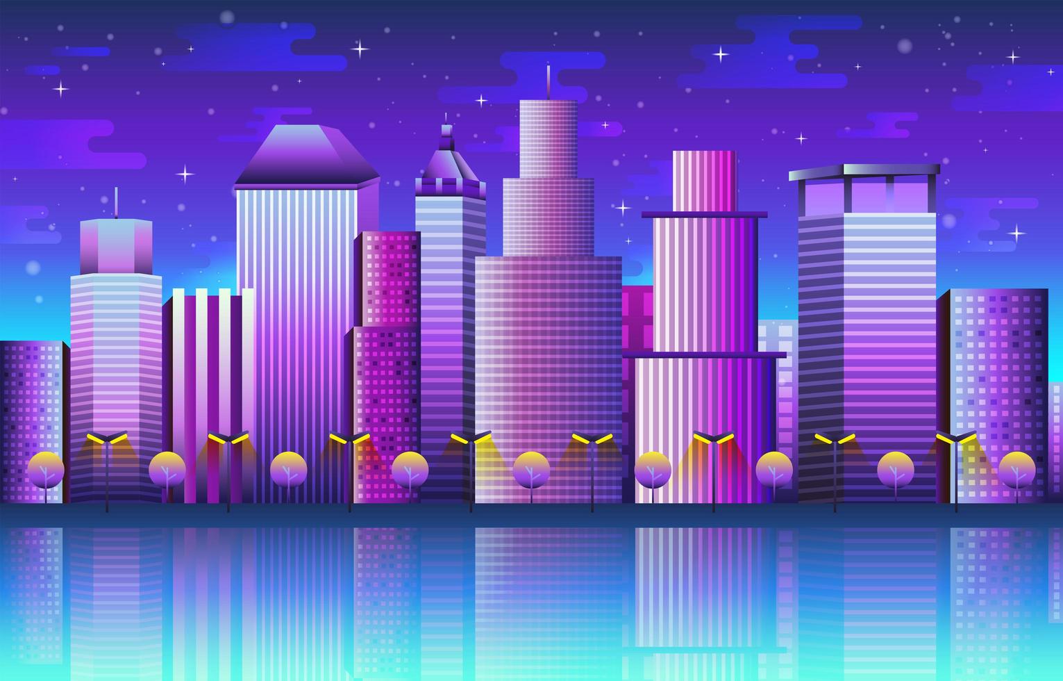 stadsbild med byggnadsbakgrundsmall vektor