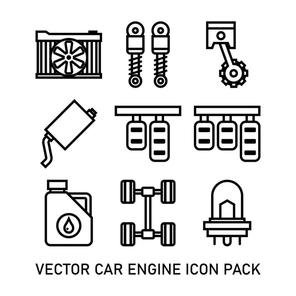 bil motor översikt packa ikon vektor