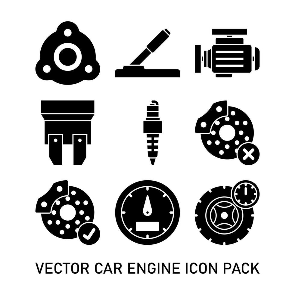 Auto Motor Glyphe Symbol Pack vektor