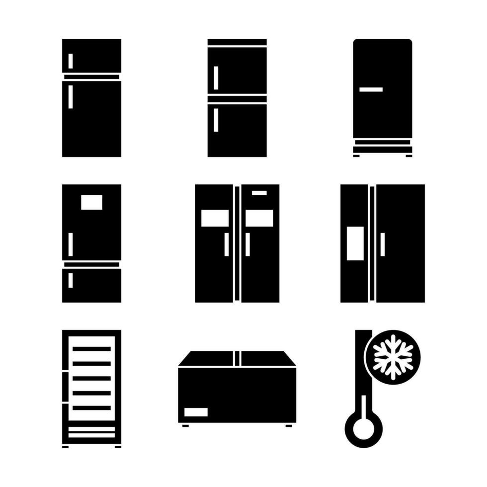 uppsättning av kylskåp glyf ikoner vektor