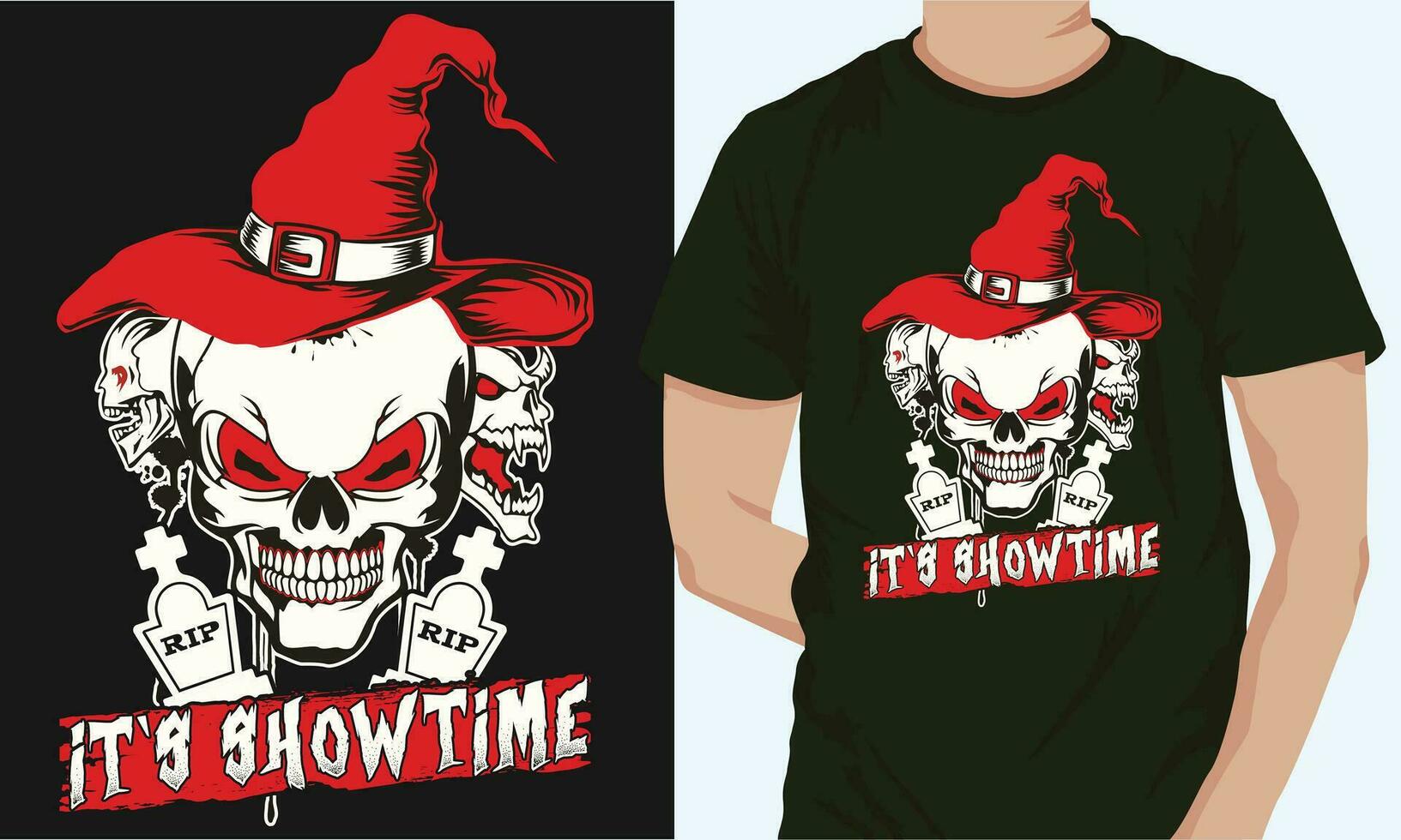 es ist Show Time, Halloween T-Shirt Design vektor