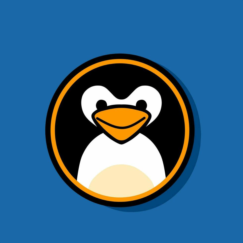Pinguin Illustration Logo Design auf ein Blau Hintergrund vektor