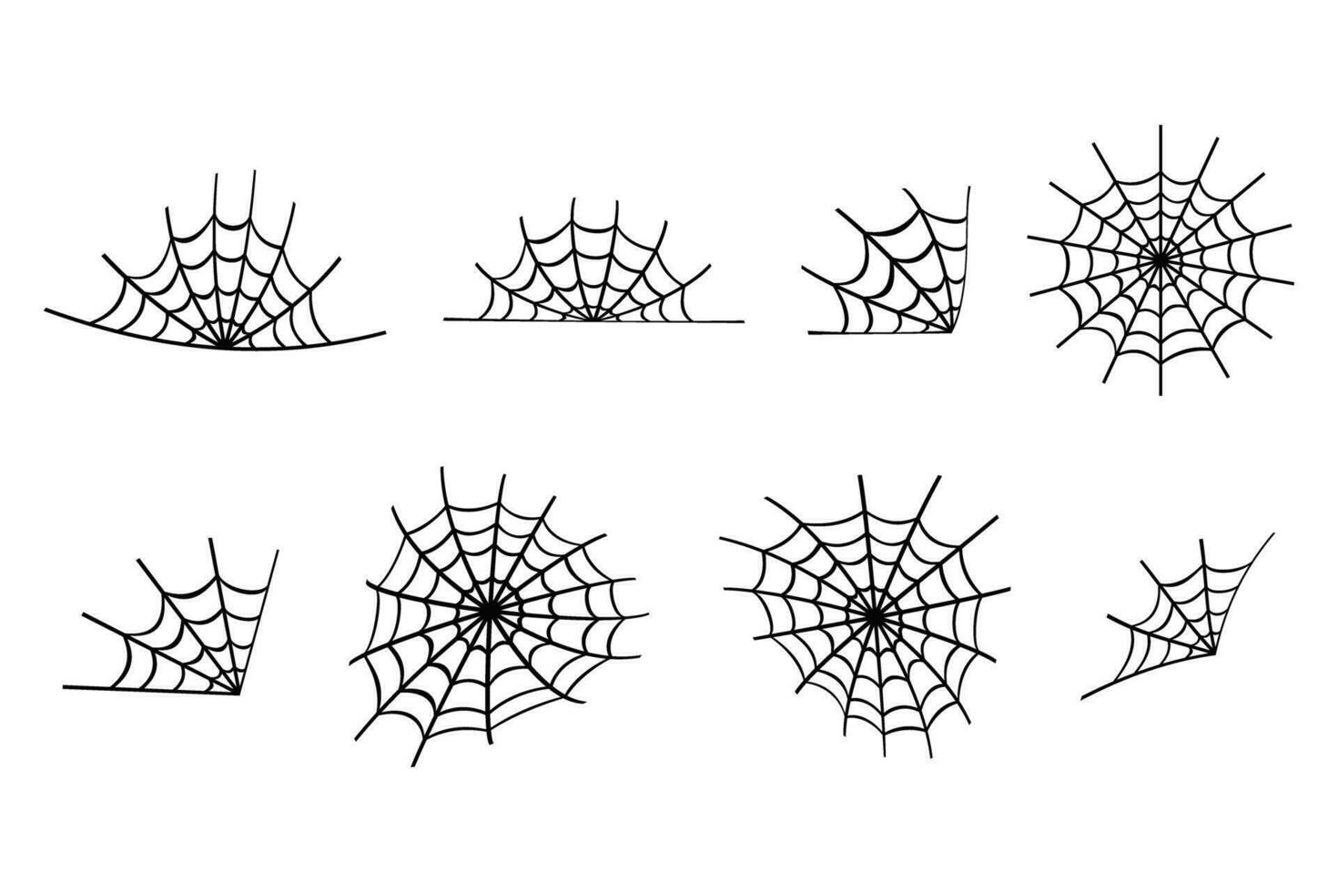 Spindel webb design element uppsättning. abstrakt textur av insekt fällor. halloween design element. isolerat grafisk mall. vektor uppsättning.