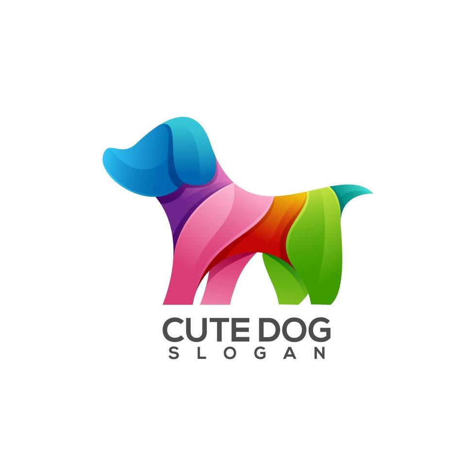 hund färgstark logotyp lutning vektor