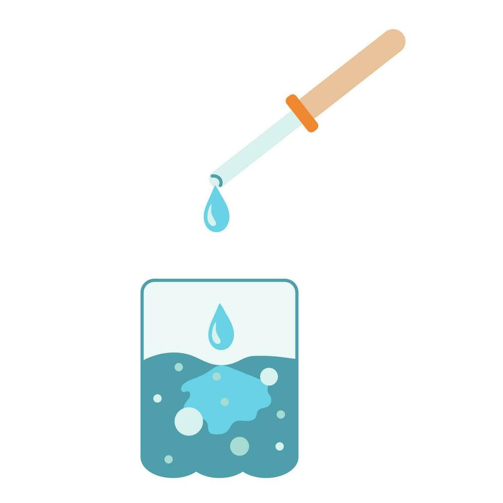 Reinigung Wasser mit Chemikalien im ein Glas. Umwelt Verschmutzung. Experimente vektor