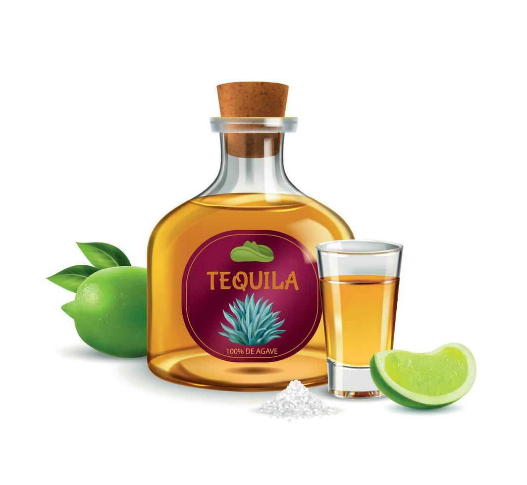 Tequila realistisch Komposition vektor