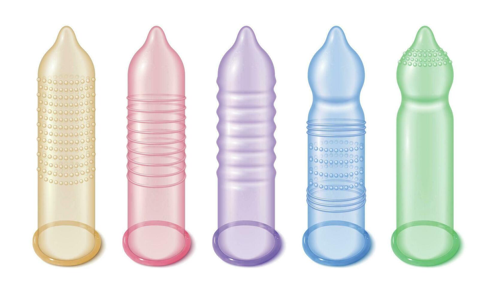 färgrik kondomer realistisk uppsättning vektor