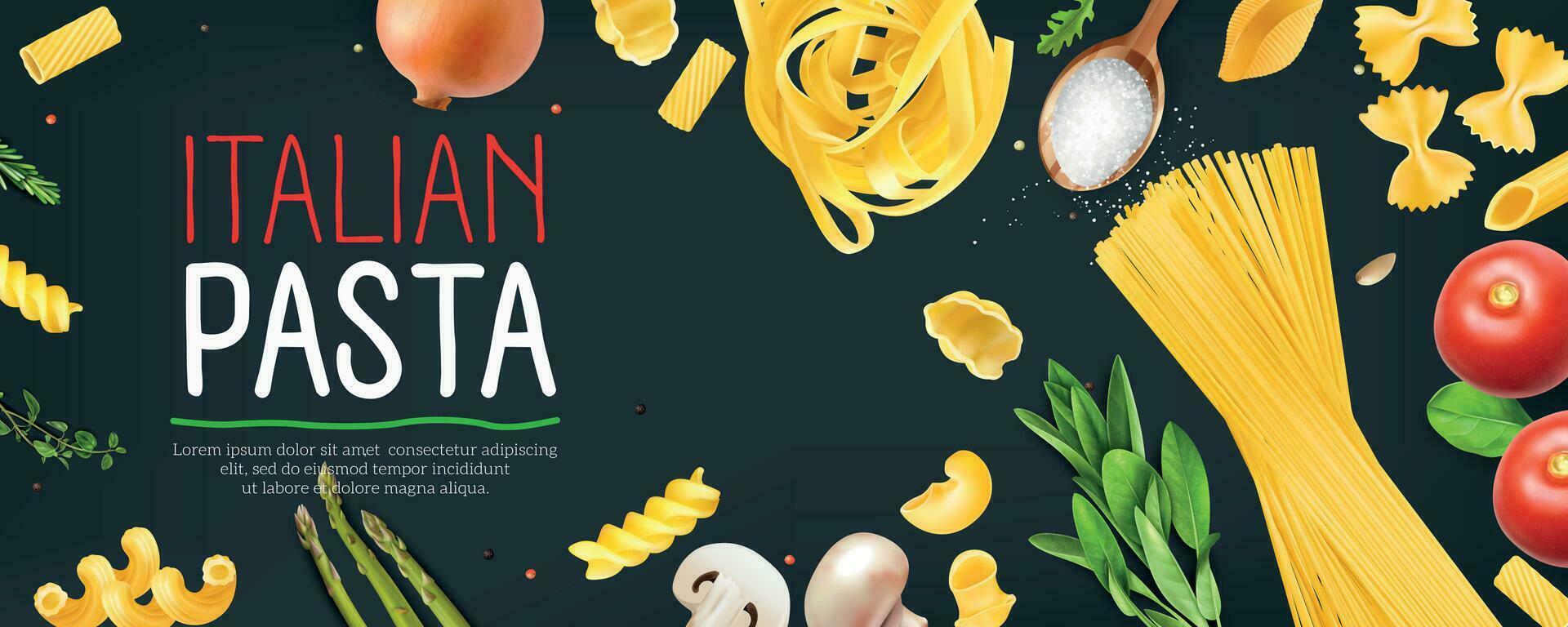 realistisch Pasta horizontal Poster vektor