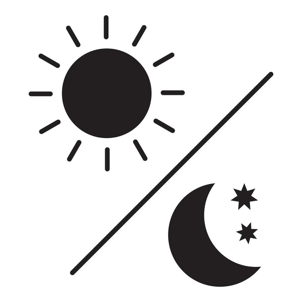 natt ikon av de måne med stjärnor och Sol ikon, vektor på vit bakgrund.