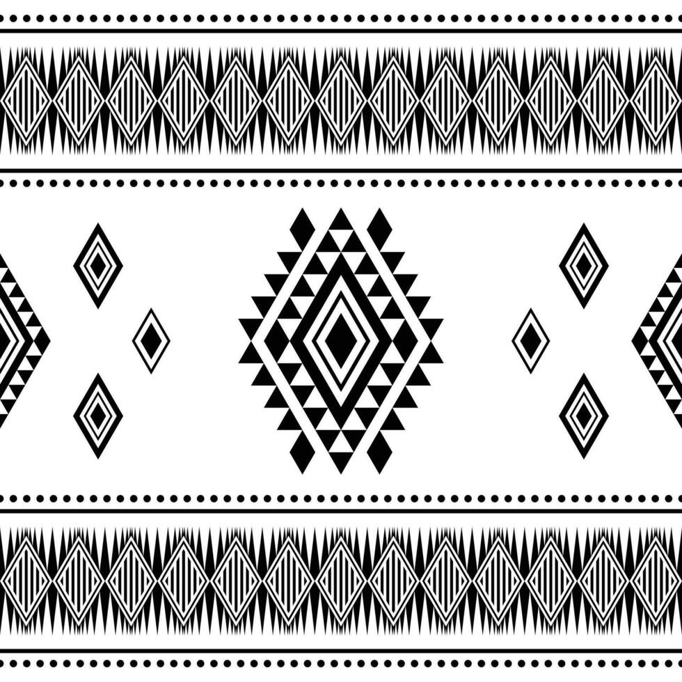 ethnisch geometrisch Kunst zum Drucken Stoff und Kleidung. Tradition nahtlos abstrakt Muster. aztekisch und navajo Stammes- Stil. schwarz und Weiß Farbe. vektor
