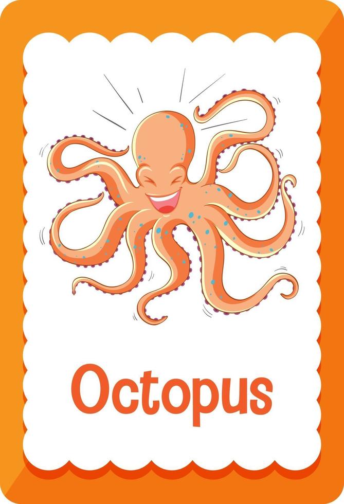 Vokabelkarte mit Wort Oktopus vektor