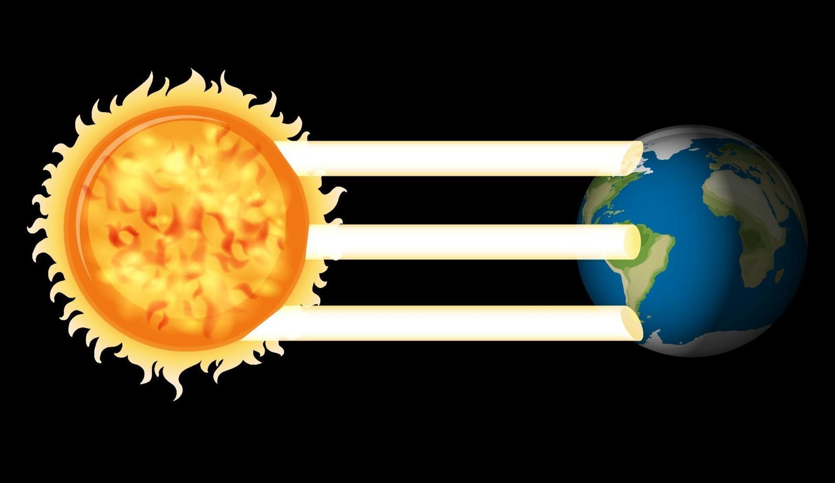Tag- und Nachtbildung mit dem Sonnenlicht zur Erde auf schwarzem Hintergrund vektor
