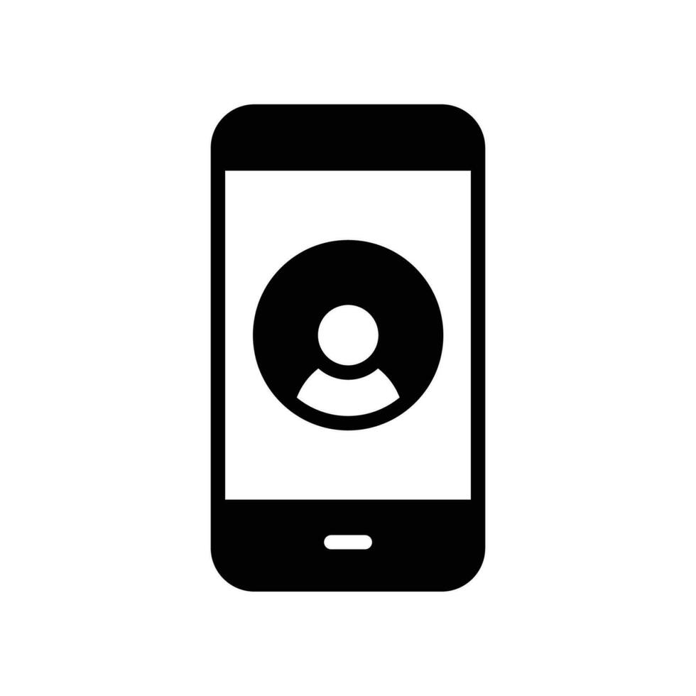 Handy, Mobiltelefon Konto Glyphe Symbol, erstellen Neu meine Profil zum Profil Netzwerk. Benutzer Seite im Sozial Netzwerk Vorlage. Benutzerbild persönlich Kontakt Piktogramm. Vektor Illustration. Design auf Weiß Hintergrund. eps 10