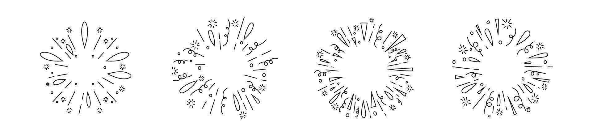 radial Element Hand drwing Karikatur Sonne platzen Comic Party Konfetti skizzieren vektor