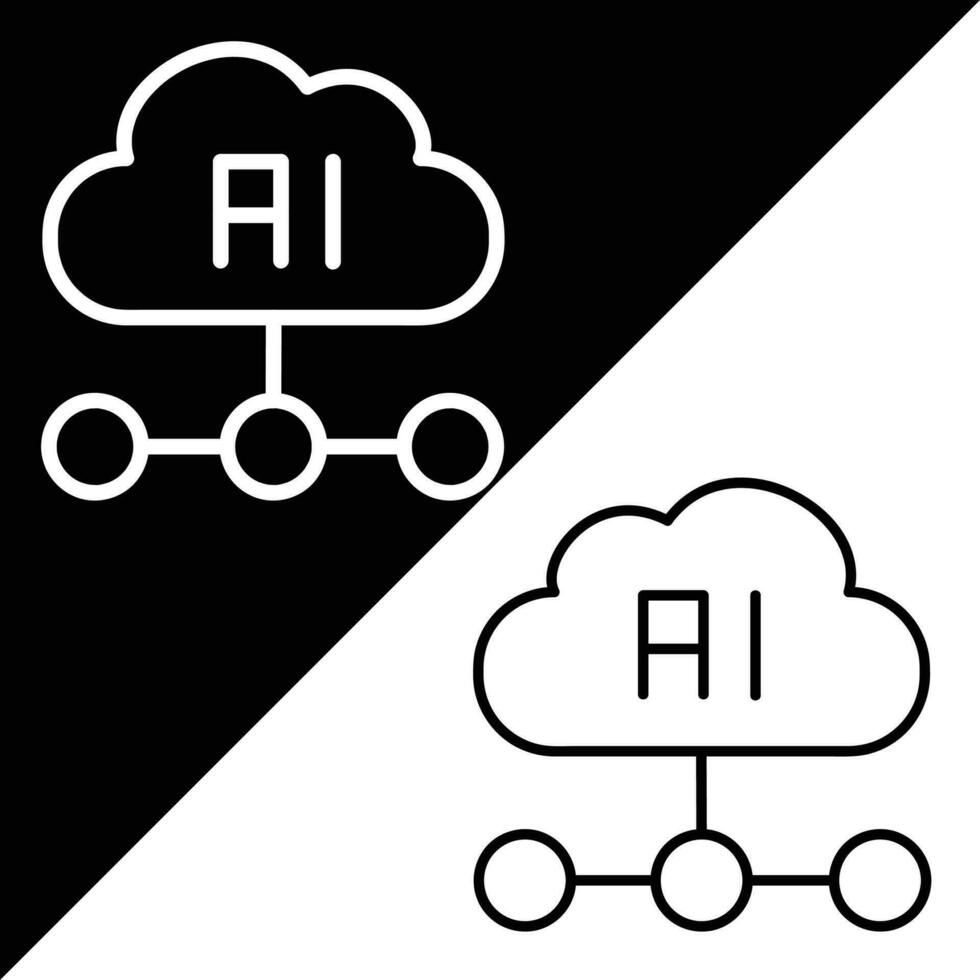 moln datoranvändning ai ikon. moln datoranvändning vektor ikon från artificiell intelligens samling. översikt stil moln datoranvändning ai ikon.