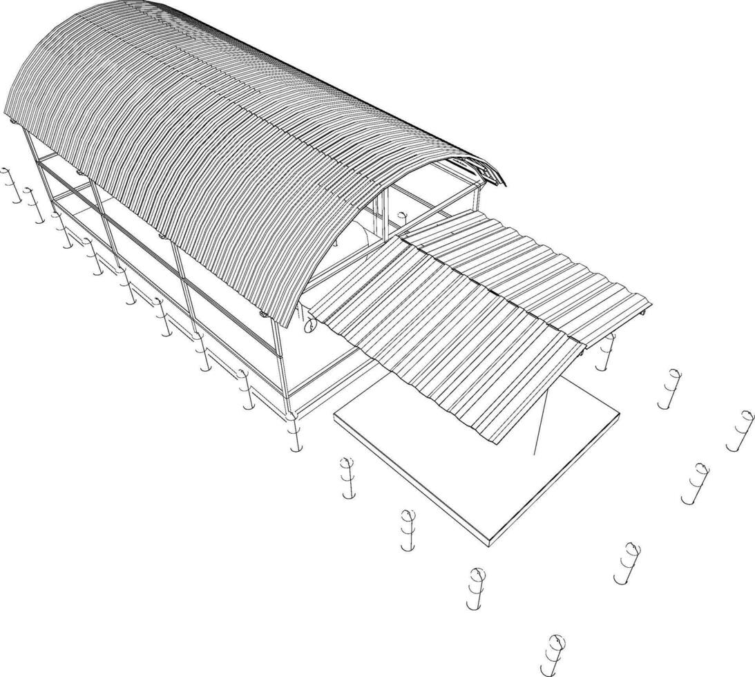 3d illustration av industriell byggnad vektor