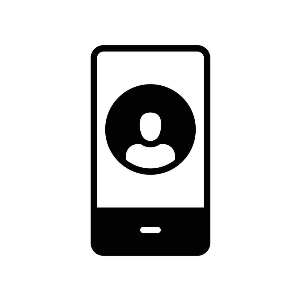 Handy, Mobiltelefon Konto Glyphe Symbol, erstellen Neu meine Profil zum Profil Netzwerk. Benutzer Seite im Sozial Netzwerk Vorlage. Benutzerbild persönlich Kontakt Piktogramm. Vektor Illustration. Design auf Weiß Hintergrund. eps 10