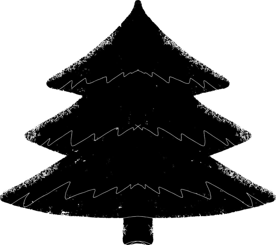 en svart och vit teckning av en jul träd vektor