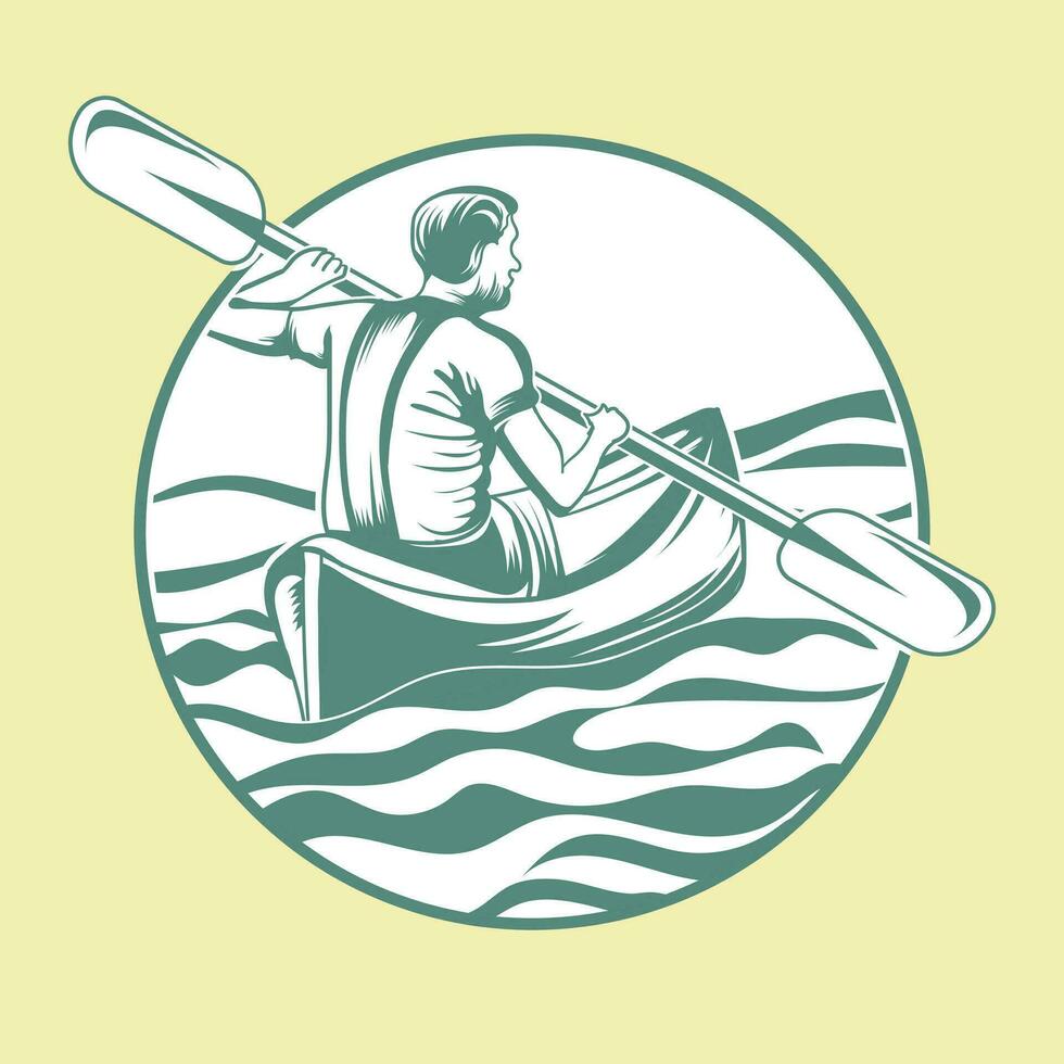 Kajakpaddling vektor illustration design i flod