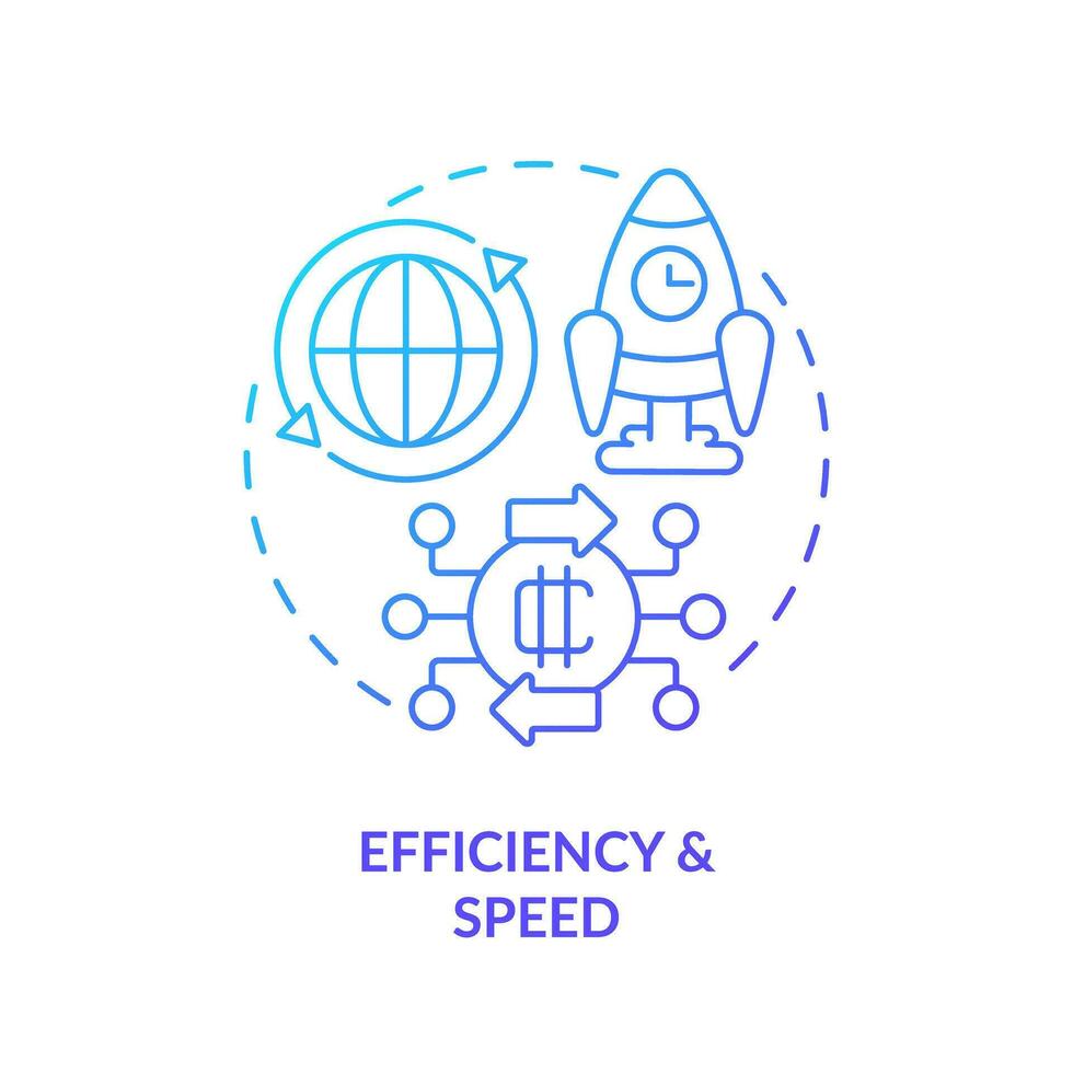 2d Effizienz und Geschwindigkeit Gradient dünn Linie Symbol Konzept, isoliert Vektor, Illustration Darstellen Digital Währung. vektor