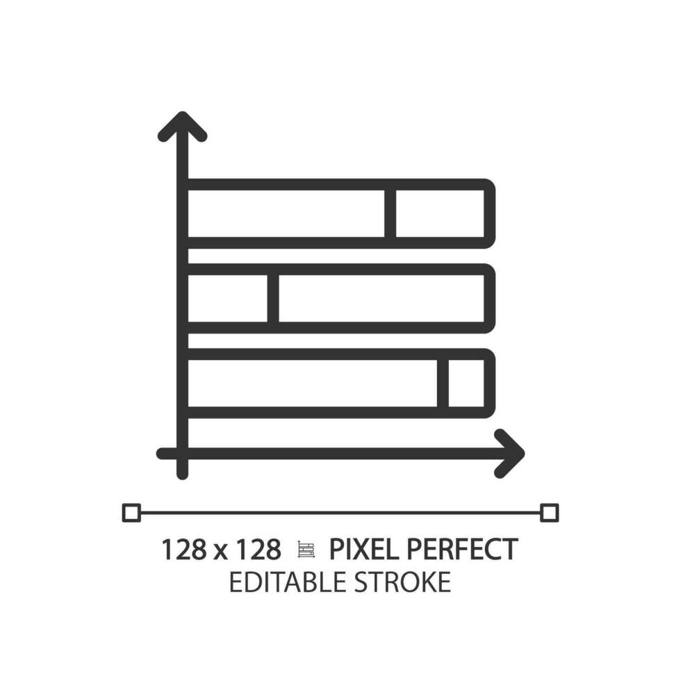 horizontal gestapelt Säule Diagramm linear Symbol. Budget Management. demographisch Daten. Information Anzeige. dünn Linie Illustration. Kontur Symbol. Vektor Gliederung Zeichnung. editierbar Schlaganfall