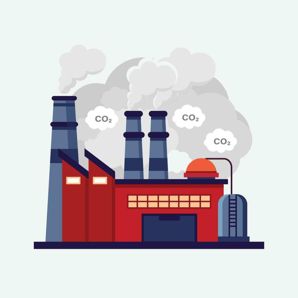giftig Rauch von industriell Fabrik schwebend im das Luft. Luft Verschmutzung Problem Vektor Illustration.