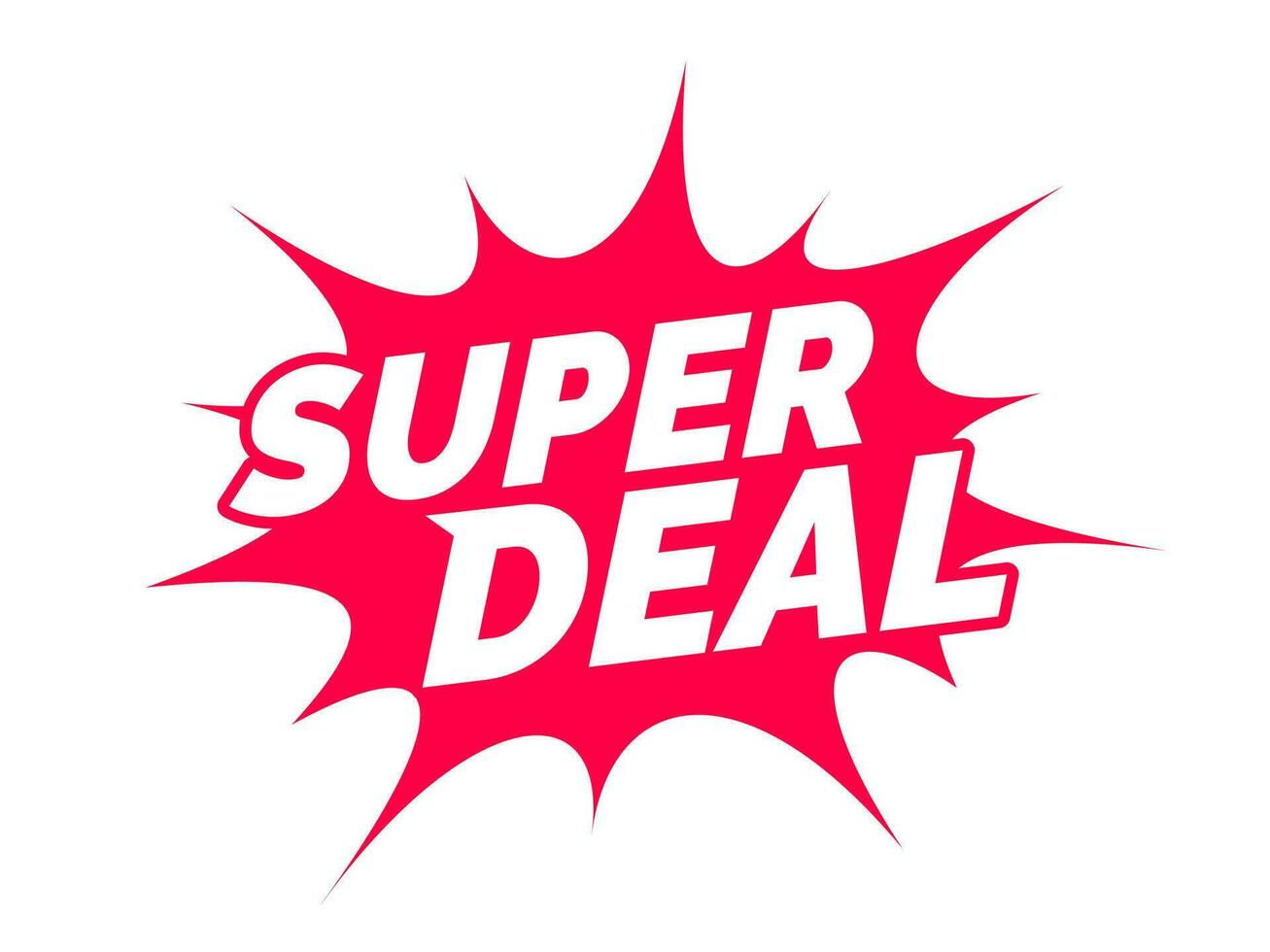 Super Deal Text mit abstrakt Comic sprengen. Pop Kunst Stil Rabatt Beförderung Banner. Vektor Illustration