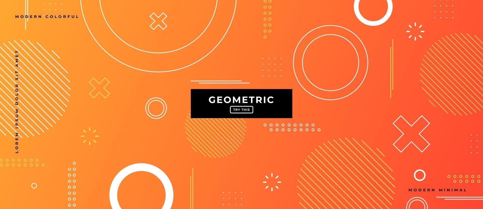 Geometrische Linien im Memphis-Stil im orangefarbenen Hintergrund. vektor