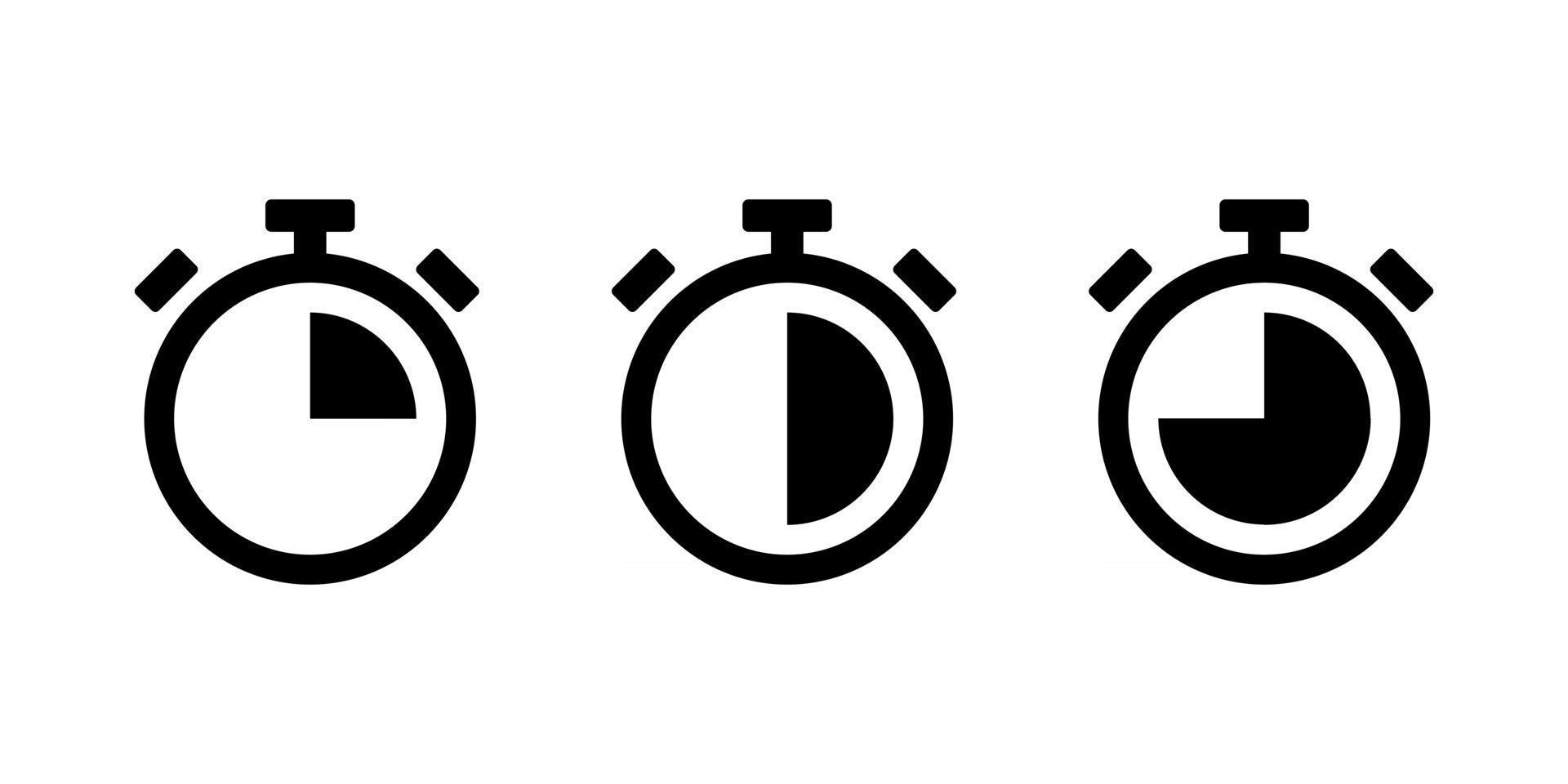 stoppur ikonuppsättning svart vektor