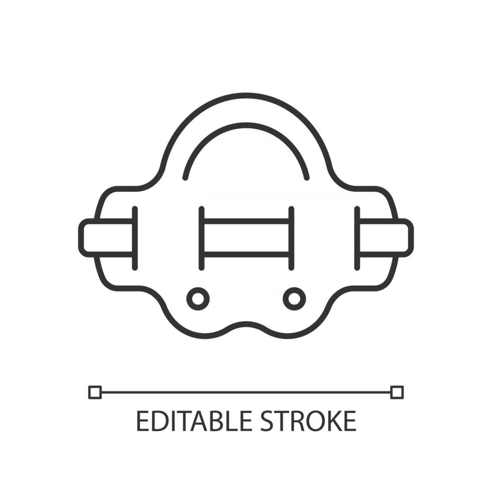 Lineares Symbol für Aqua-Jogger. Wassergymnastik. Wasser joggen. elastischer Gürtel für die Bauchmuskulatur. dünne Linie anpassbare Illustration. Kontursymbol. Vektor isolierte Umrisszeichnung. bearbeitbarer Strich