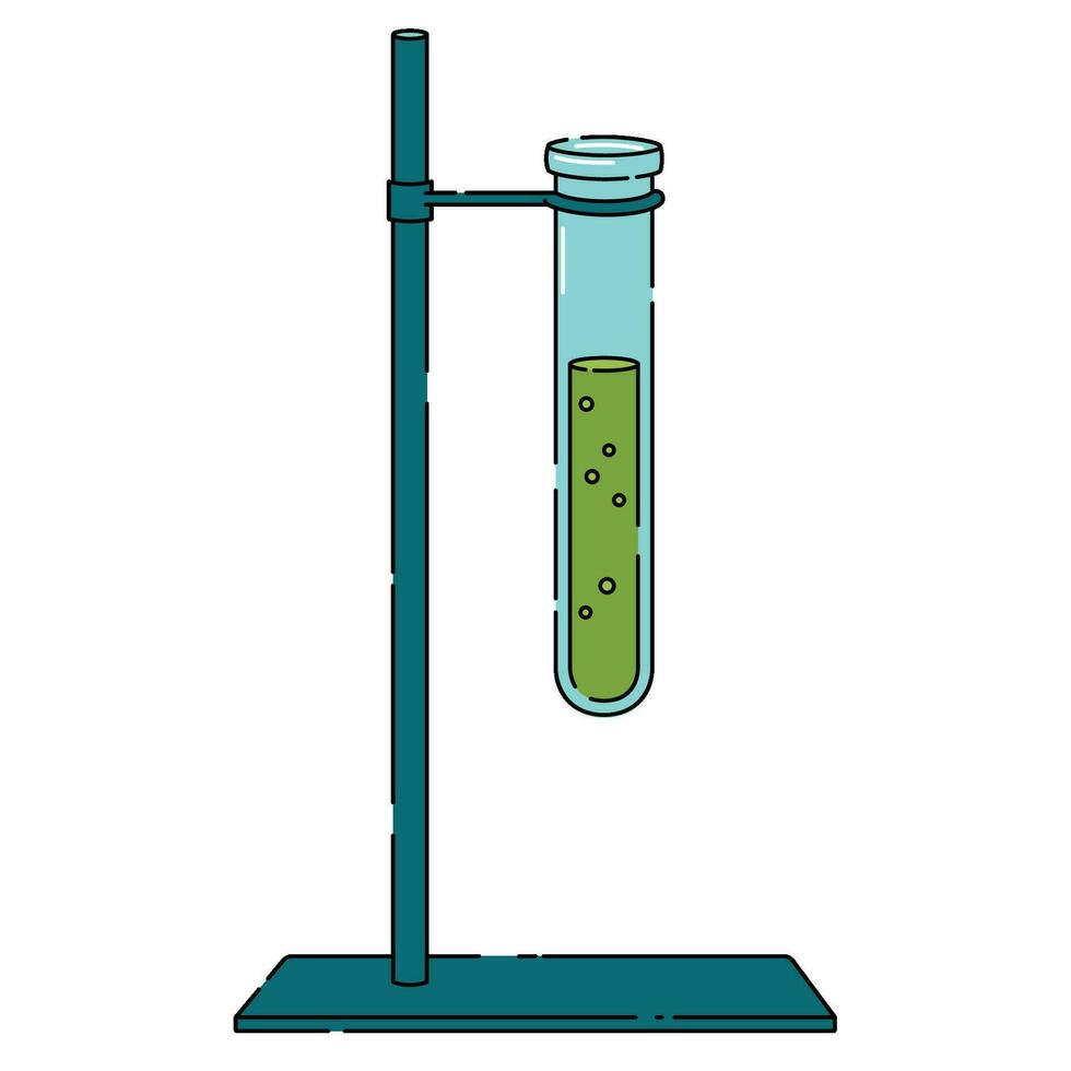 hållare med laboratorium testa rör, medicinsk flaska, vektor illustration för experiment och tester