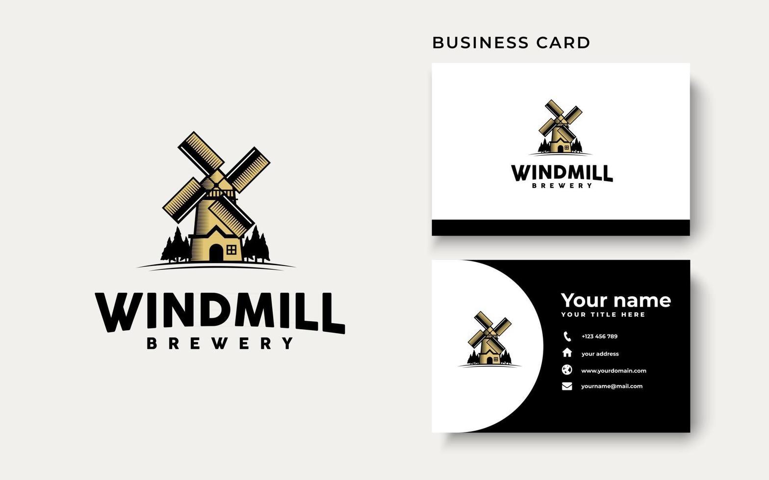Windmühlen-Logo-Vorlage in weißem Hintergrund isoliert vektor