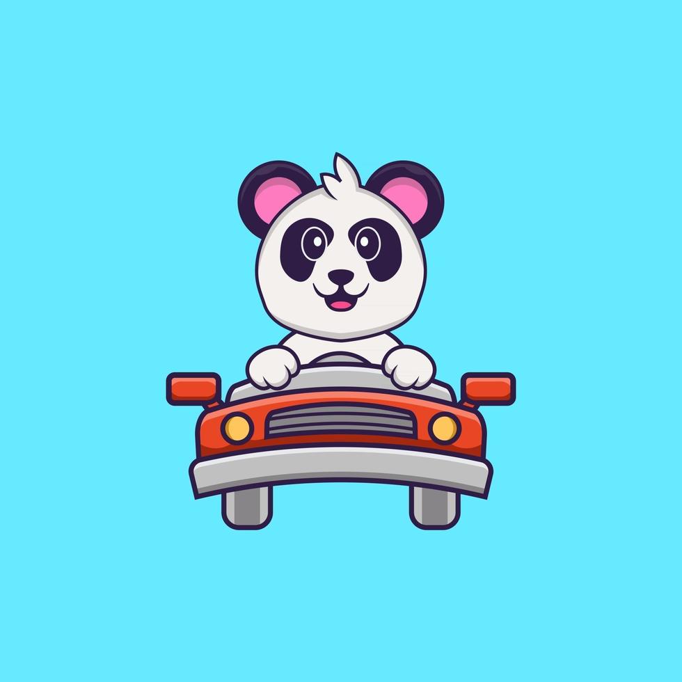 söt panda kör. djur tecknad koncept isolerad. kan användas för t-shirt, gratulationskort, inbjudningskort eller maskot. platt tecknad stil vektor
