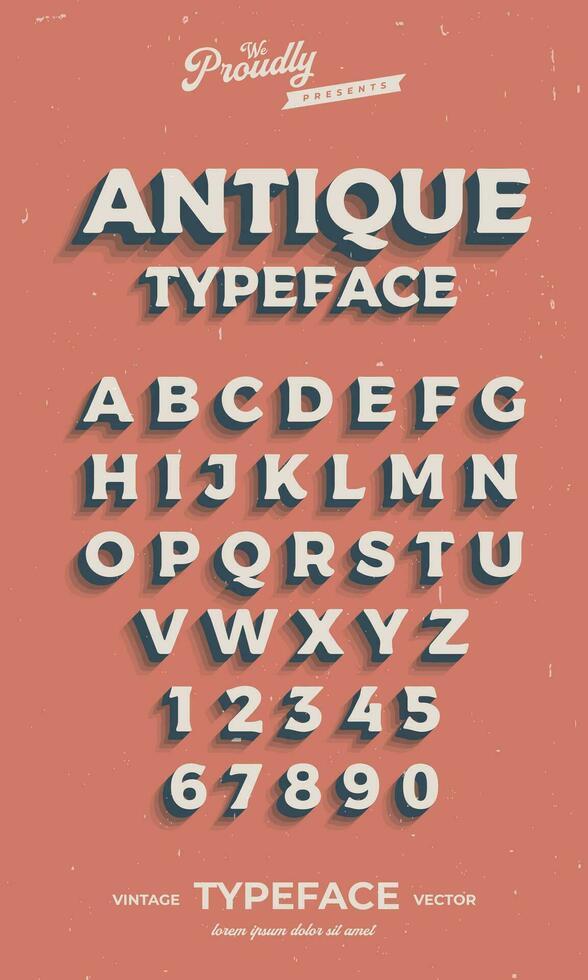 årgång retro alfabet font typografi typsnitt vektor