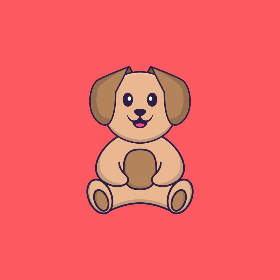 söt hund sitter. djur tecknad koncept isolerad. kan användas för t-shirt, gratulationskort, inbjudningskort eller maskot. platt tecknad stil vektor