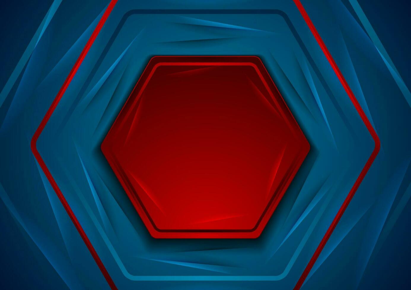 blå och röd skinande glansig hexagoner abstrakt geometri bakgrund vektor