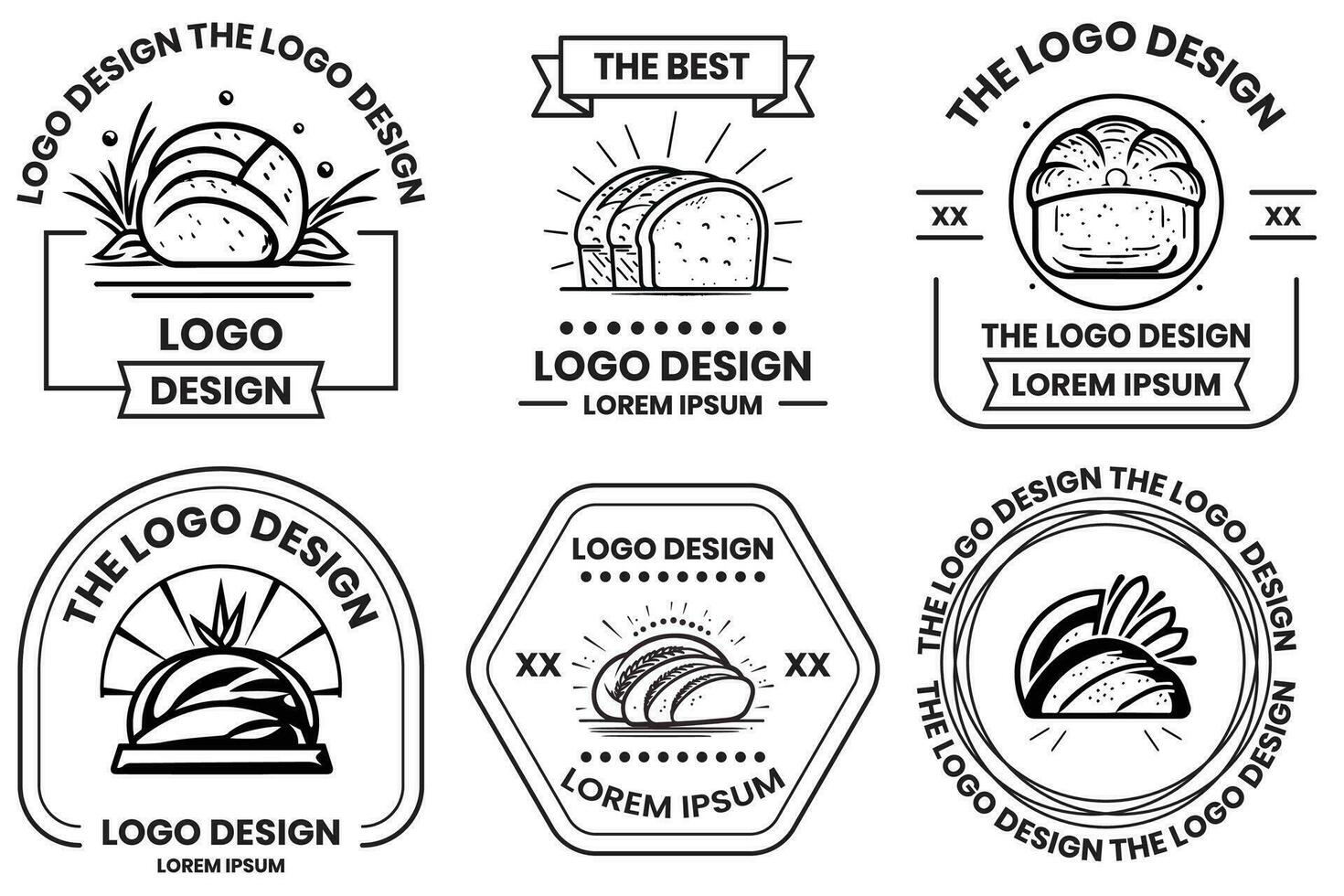 Brot Geschäft Logo im eben Linie Kunst Stil vektor