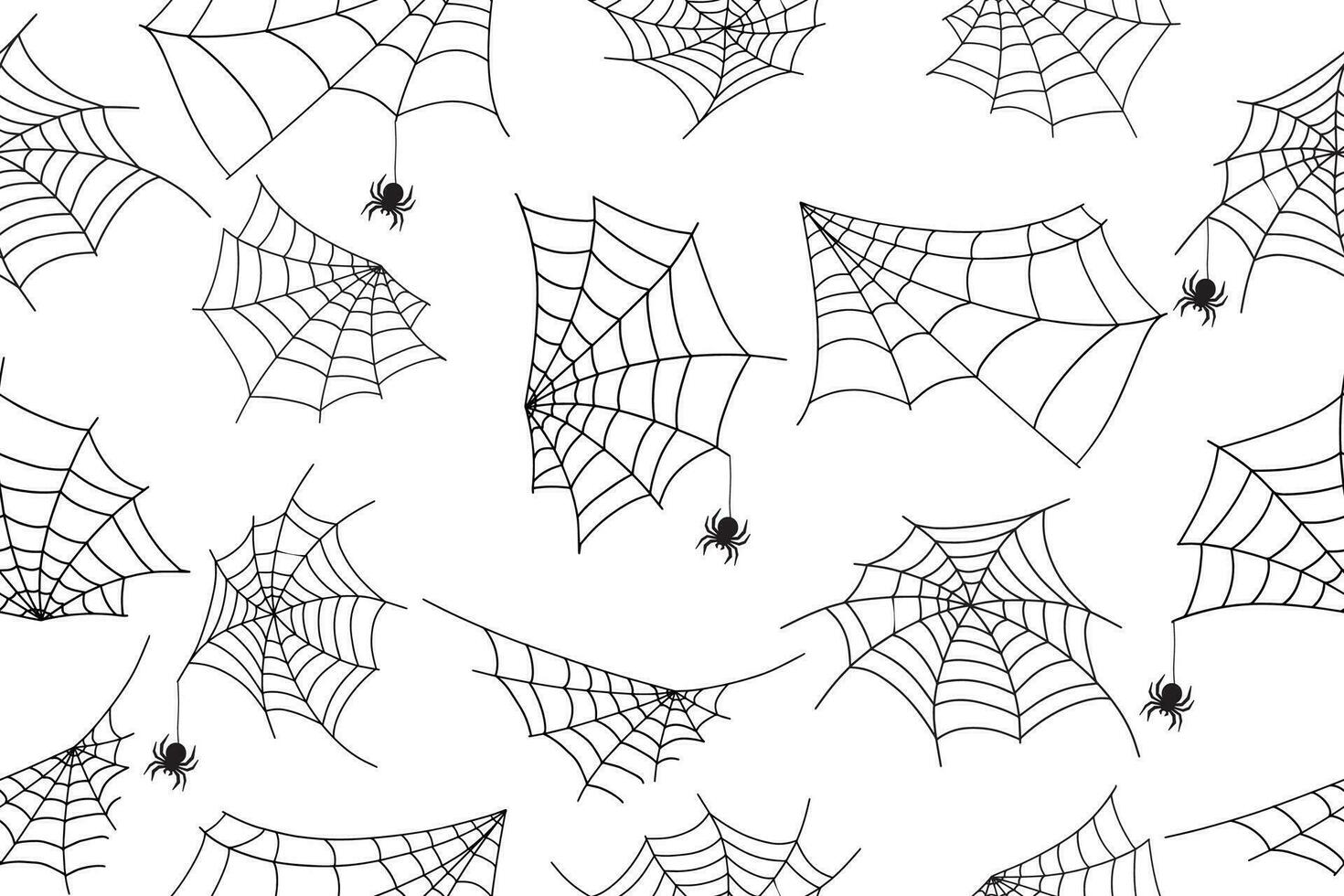 Halloween Spinne Netz nahtlos Muster. Weiß Hintergrund und schwarz Spinnennetz. nahtlos Vektor Hintergrund. . Vektor