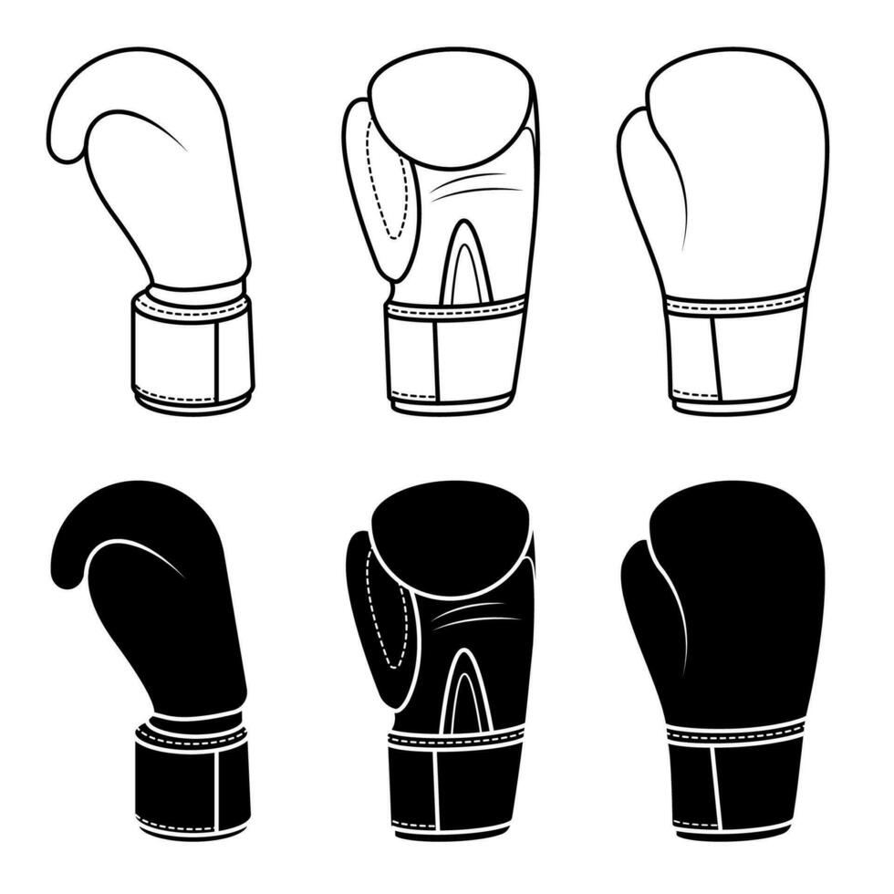 sporter boxning handskar. sporter Utrustning till skydda kämpe. svart och vit vektor