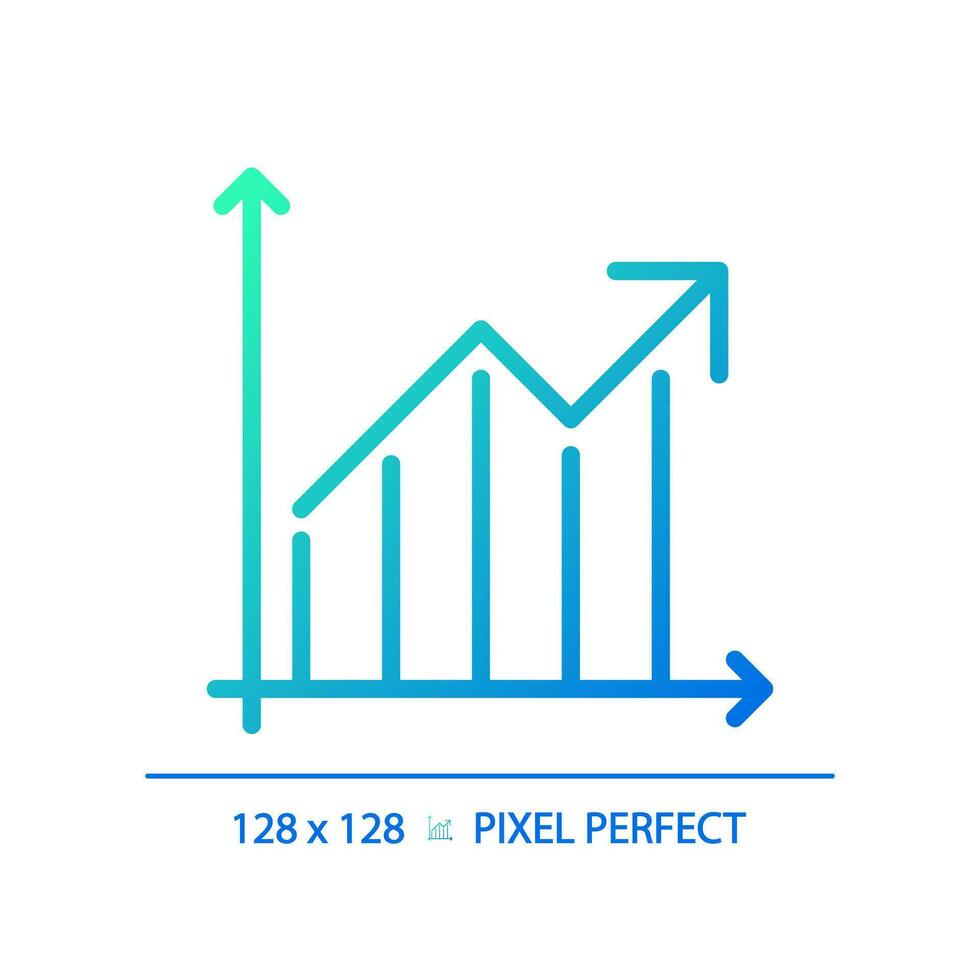 Wachstum Diagramm Gradient linear Vektor Symbol. Geschäft Diagramm. Pfeil gehen hoch. finanziell Analyse. wirtschaftlich Indikator. dünn Linie Farbe Symbol. modern Stil Piktogramm. Vektor isoliert Gliederung Zeichnung