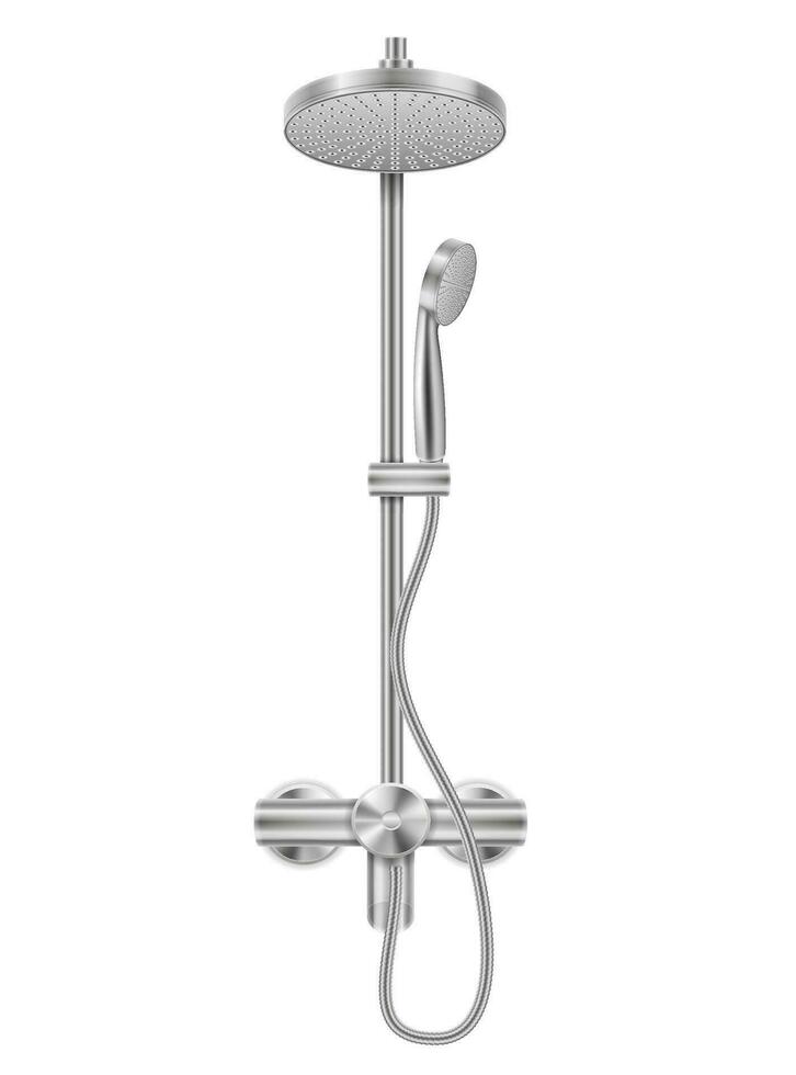 Metall Chrom Dusche Kopf zum Badezimmer Vektor Illustration isoliert auf Weiß Hintergrund
