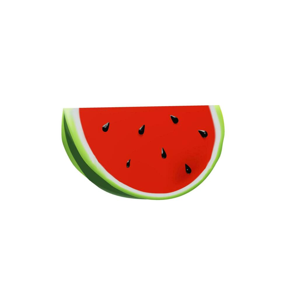 3d framställa stor skiva av vattenmelon. realistisk friska bär. vektor illustration i lera stil. ljuv mogen organisk mat för vegetarian. saftig färsk mellanmål i sommar säsong. gott organisk näring del
