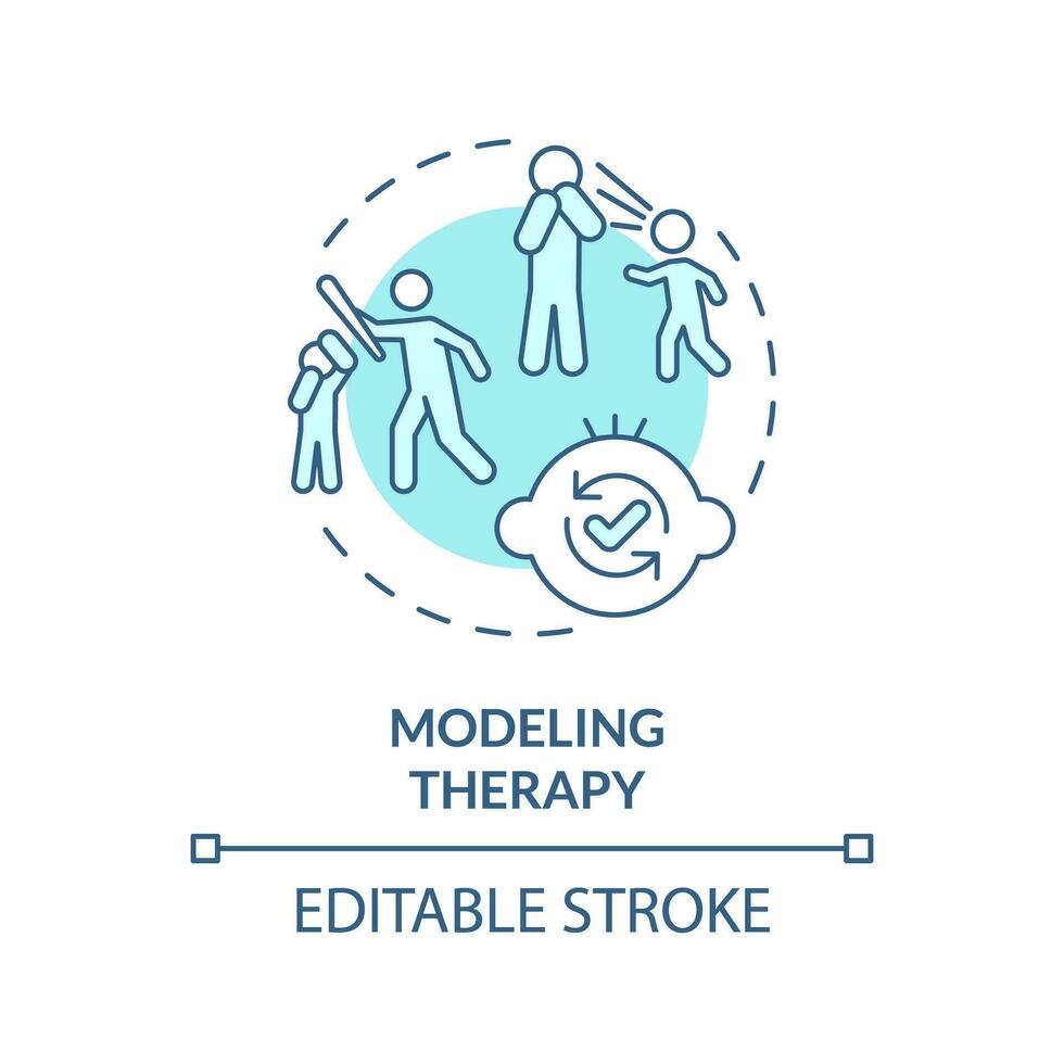 2d editierbar Modellieren Therapie Blau dünn Linie Symbol Konzept, isoliert Vektor, monochromatisch Illustration Darstellen Verhalten Therapie. vektor