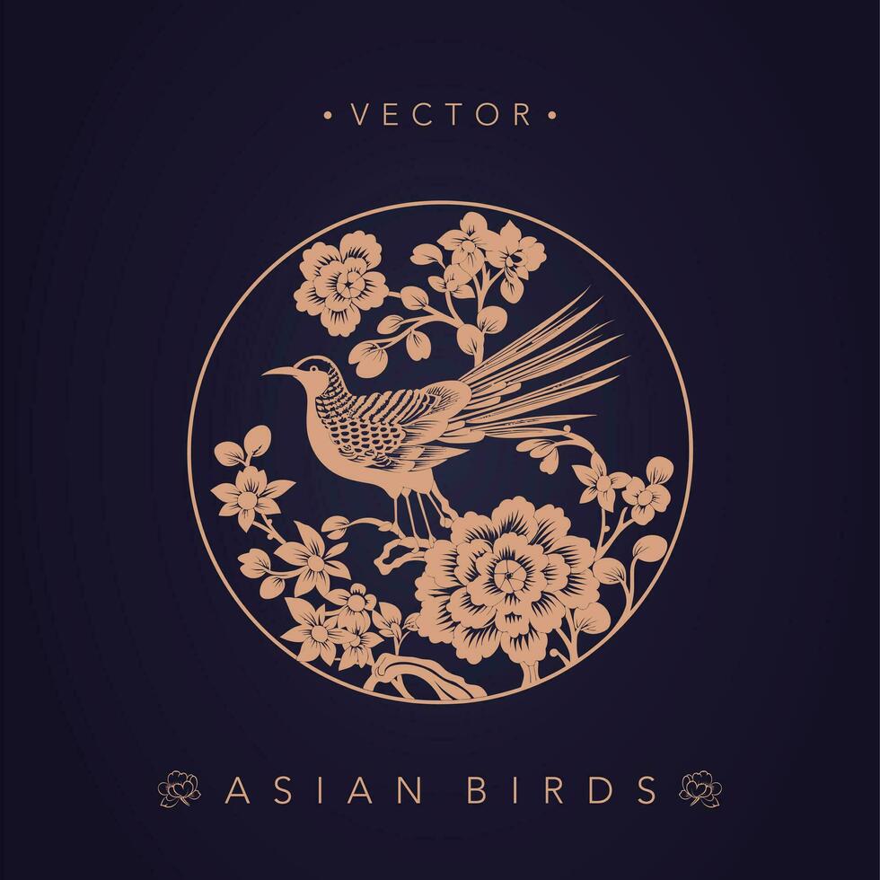 asiatisch traditionell Vogel Muster uralt Chinesisch Blume und Vogel Muster vektor