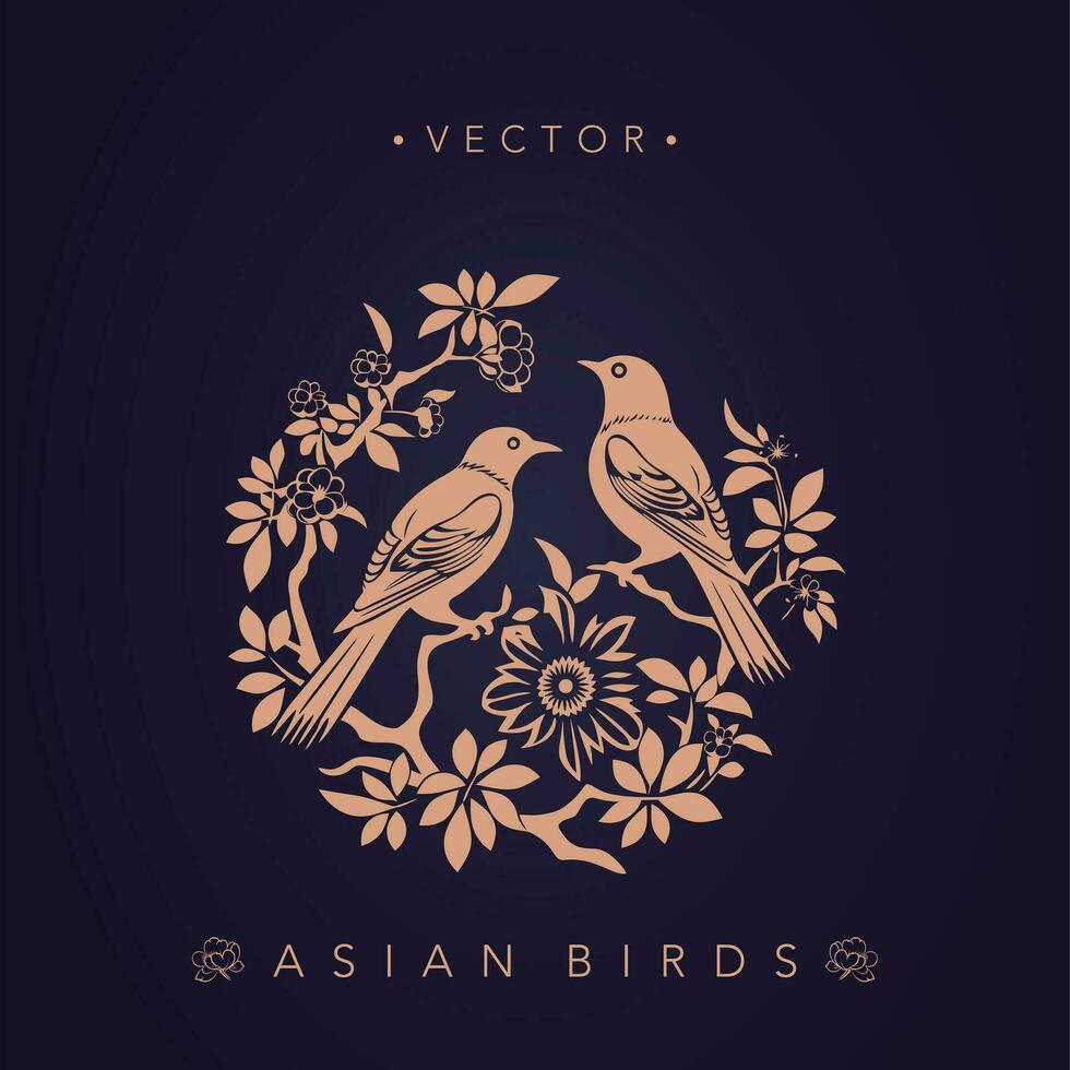 asiatisk traditionell fågel mönster gammal kinesisk blomma och fågel mönster vektor