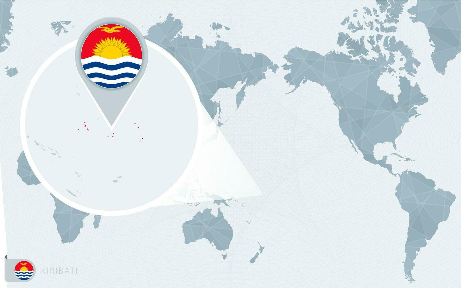 pacific centrerad värld Karta med förstorade kiribati. flagga och Karta av kiribati. vektor