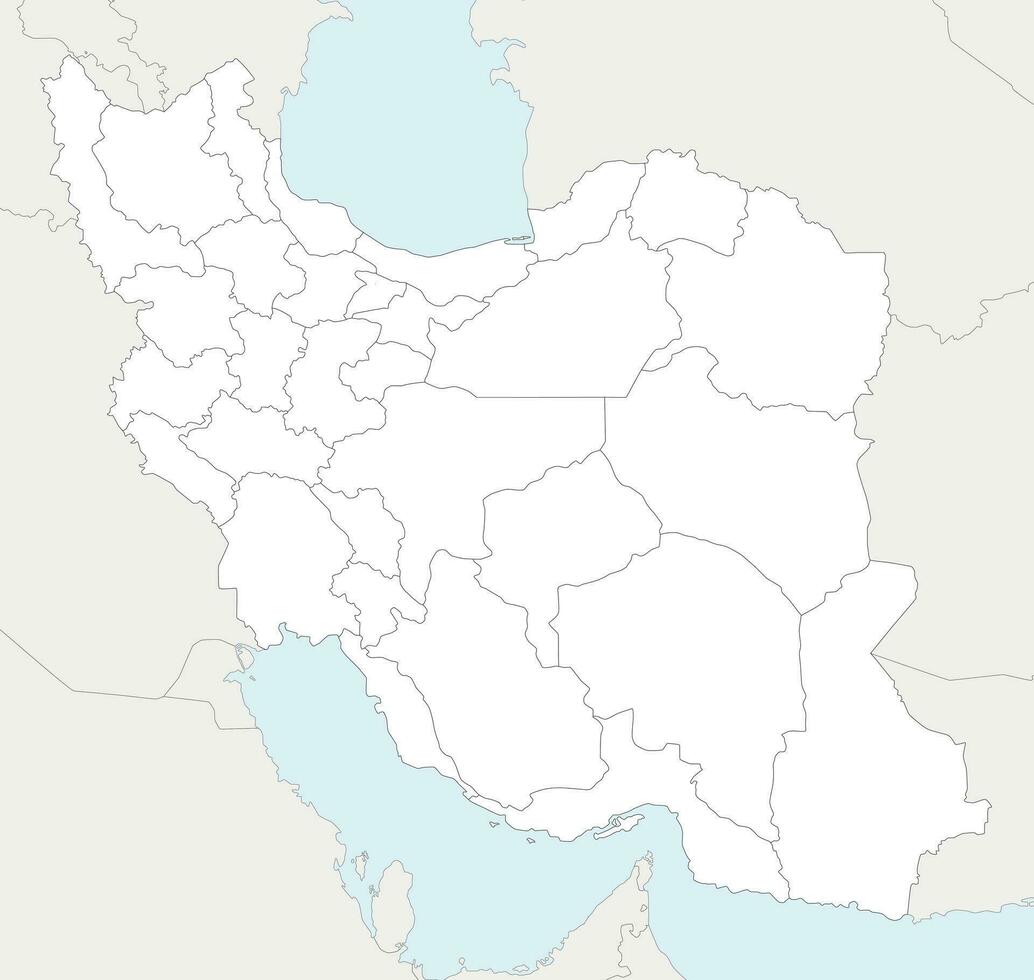 vektor tom Karta av iran med provinser och administrativ divisioner, och angränsande länder. redigerbar och klart märkt skikten.