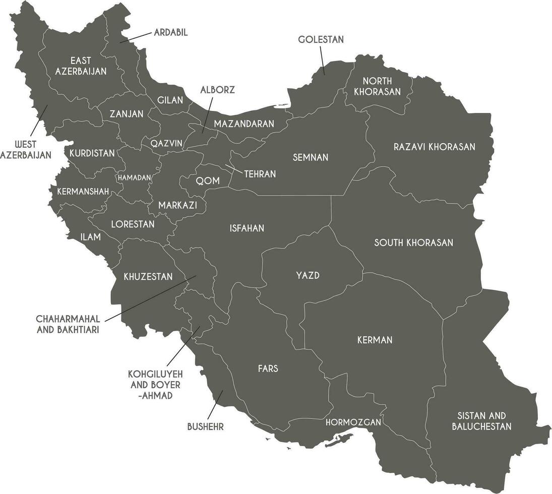 vektor Karta av iran med provinser och administrativ divisioner. redigerbar och klart märkt skikten.